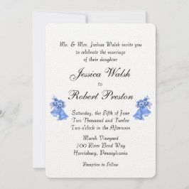 Blue Wedding Bells Einladung 5" x 7"
