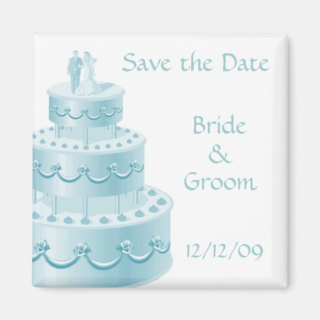 Blue Wedding Cake Save the Date Magnete (Vorne)