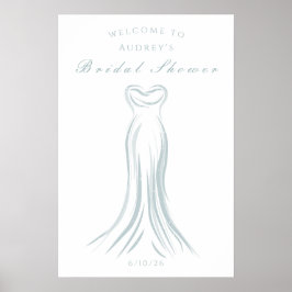 Blue Wedding Dress Brautparty Willkommenspender Poster