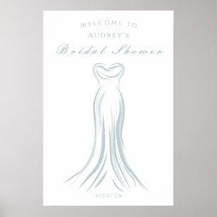 Blue Wedding Dress Brautparty Willkommenspender Poster