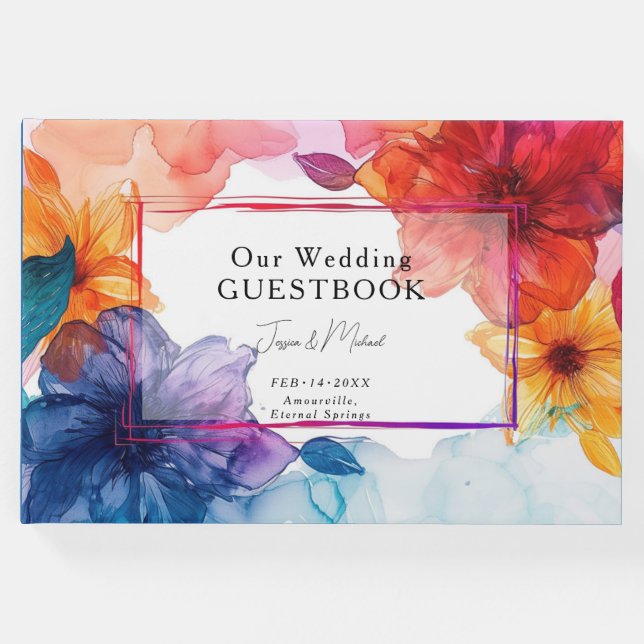 Blue Wedding Guestbook Anemone Dreamscape Wedding Gästebuch (Vorderseite)