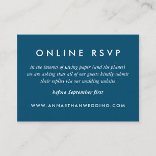 Blue Wedding Online RSVP Card Begleitkarte