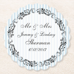 Blue Wedding Personalisiert Custom Paper Untersetz Untersetzer