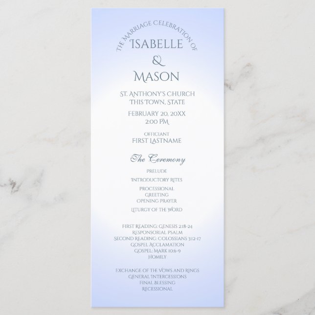 Blue Wedding Program Programm (Vorderseite)