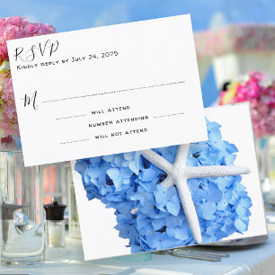 Blue Wedding Response Card Seaside Garden RSVP Karte