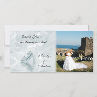 Blue Wedding Rings Foto Card Dankeskarte