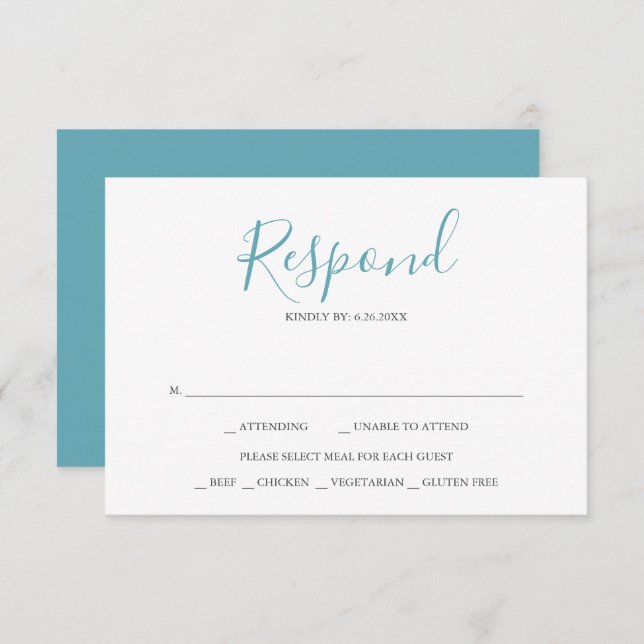 Blue Wedding RSVP Cards (Vorne/Hinten)