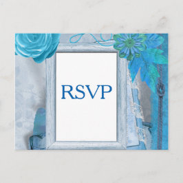 Blue Wedding RSVP Einladungspostkarte