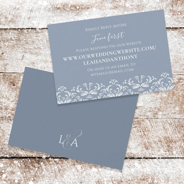 Blue Wedding RSVP Elegantes Muster Custom Karte (Von Creator hochgeladen)