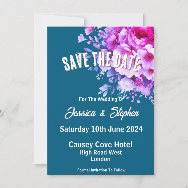 Blue Wedding speichert die Datumskarte Save The Date (Vorderseite)
