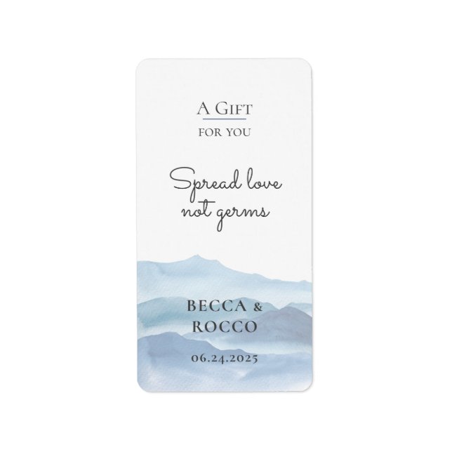 Blue Wedding Spread Liebe nicht Germs Hand Sanitiz Adressaufkleber (Vorne)