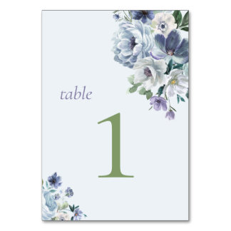 Blue Wedding Table Card Pulver Tischnummer