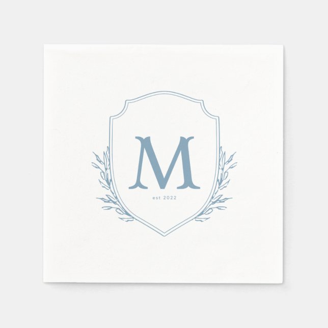 Blue Wedding Wappen Cocktail Napkins Serviette (Vorderseite)