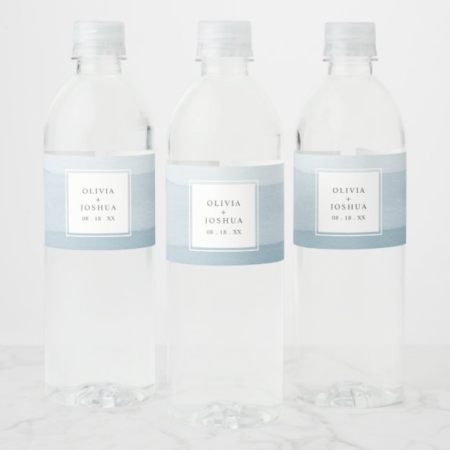 Blue Wedding Water Flasche Label Wasserflaschenetikett (Flaschen)