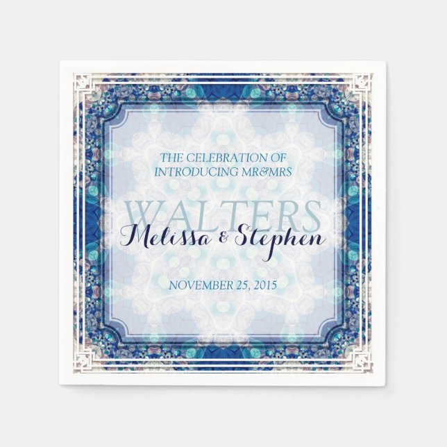 Blue Weddner Papier Napkins Serviette (Vorderseite)