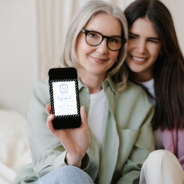 Blue Wedgwood Monogram Wappen Grandmillenial Einladung