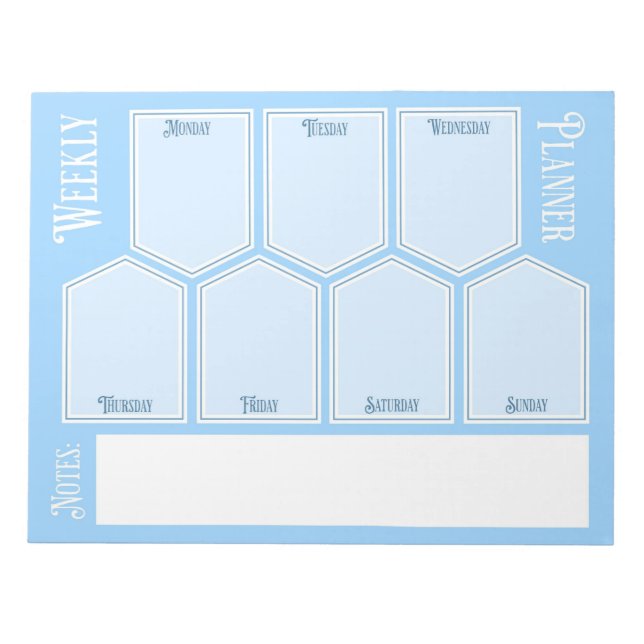 Blue Weekly Planer Horizontal Sheets Notepad Notizblock (Vorderseite)