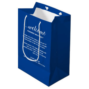 Blue Welcome Abschluss Out Town Guest Gift Bag Mittlere Geschenktüte