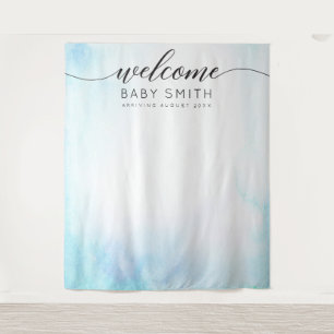 Blue Welcome Baby Dusche Hintergrund Wandteppich