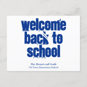 Blue Welcome Back to School Postcard Postkarte