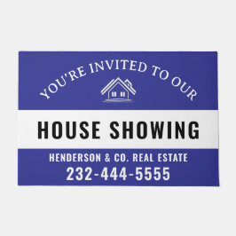 Blue Welcome Open House Custom doormat Fußmatte