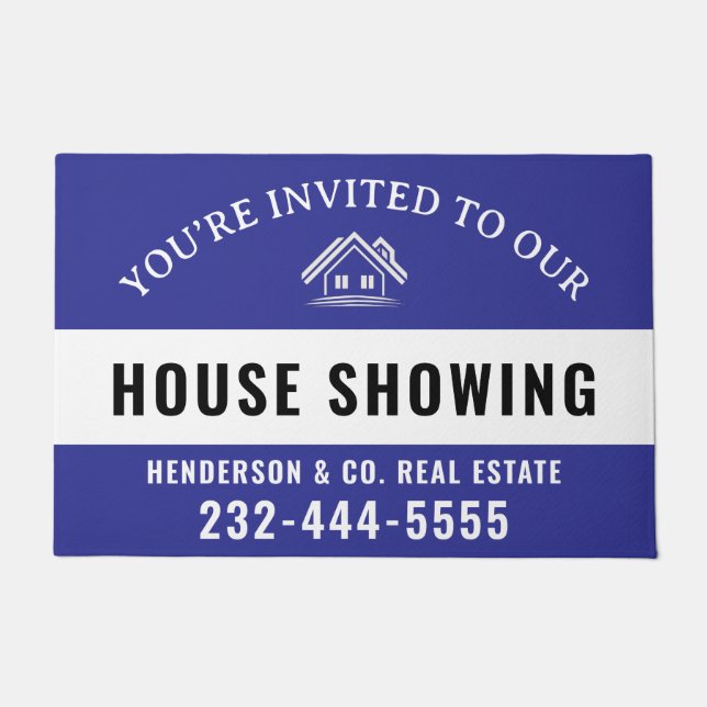 Blue Welcome Open House Custom doormat Fußmatte (Vorderseite)