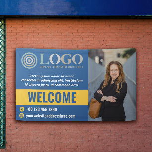 Blue Welcome Small Business Foto Logo-Werbeaktion Banner