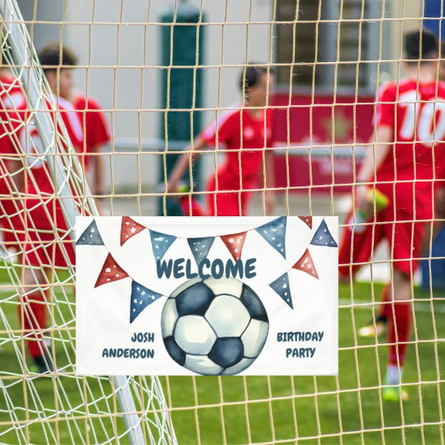 Blue Welcome Soccer Geburtstagsparty Banner (Von Creator hochgeladen)