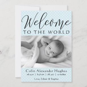 Blue Welcome to World - Birth Ankündigung