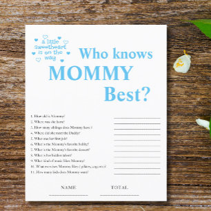 Blue Wer Mommy Best Baby Shower Game kennt