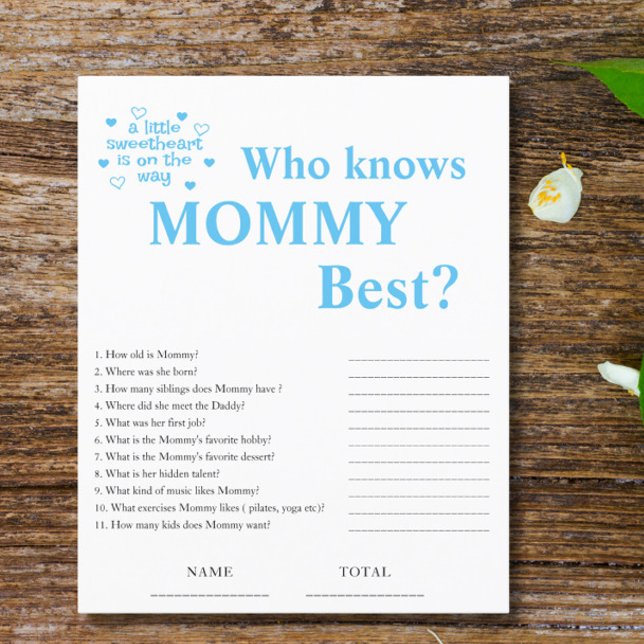 Blue Wer Mommy Best Baby Shower Game kennt (Von Creator hochgeladen)