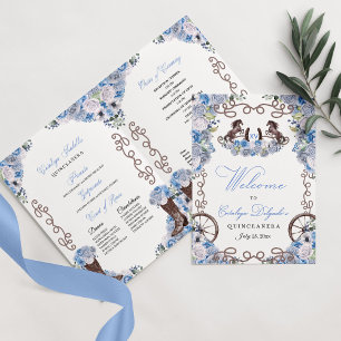 Blue Western Charro Quinceñera Programm