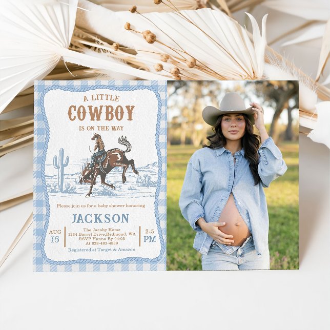 Blue Western Cowboy Baby shower Invitation  Einladung (Von Creator hochgeladen)
