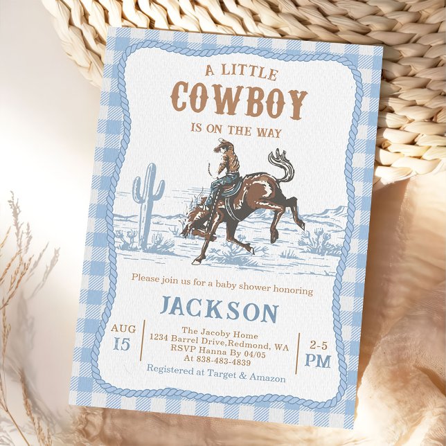Blue Western Cowboy Baby shower Invitation  Einladung (Von Creator hochgeladen)