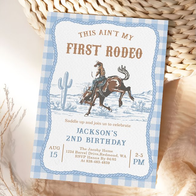 Blue Western Cowboy Birthday Invitation  Einladung (Von Creator hochgeladen)