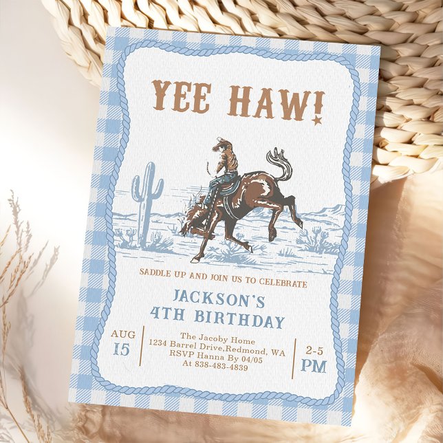 Blue Western Cowboy Birthday Invitation  Einladung (Von Creator hochgeladen)