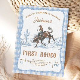 Blue Western Cowboy First Rodeo Invitation  Einladung
