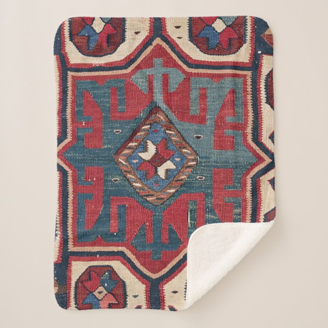 Blue Western Santa Fe Cowboy Style Verziert  Sherpadecke (Vorderseite)