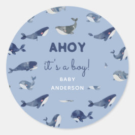 Blue Whale AHOY Es ist eine Baby-Dusche Runder Aufkleber