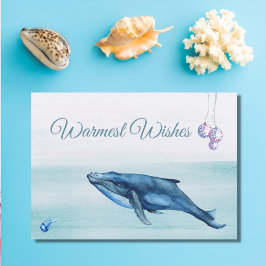 Blue Whale and Jellyfish Warmest Wishes Beach Feiertagskarte