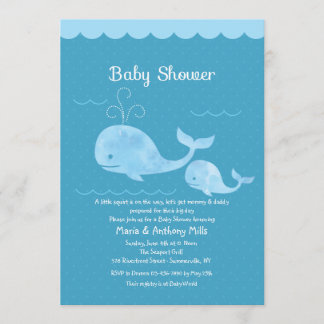 Blue Whale Baby Dusche Einladung