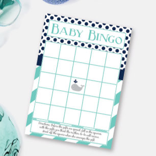Blue Whale Baby Shower Bingo