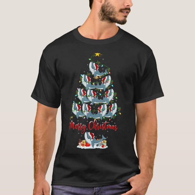 Blue Whale Christmas Tree Lights  Blue Whale Xmas T-Shirt (Vorderseite)
