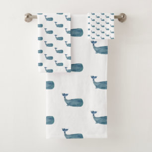 Blue Whale Coastal Beach Badetuch Set