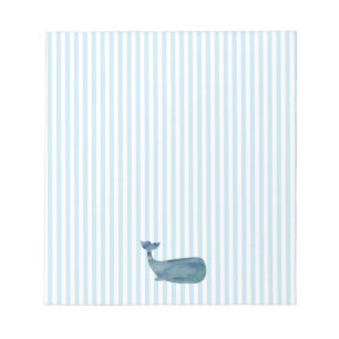 Blue Whale Nautical Blue Stripe Preppy Notizblock