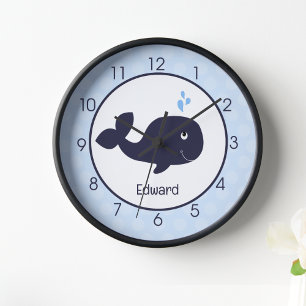 Blue Whale Nautical Ocean Kinderzimmer Kids Wall Uhr