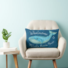 Blue Whale Nautical Whalecome | Benutzerdefiniert Lendenkissen