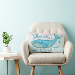 Blue Whale Nautical Whalecome | Name Lendenkissen