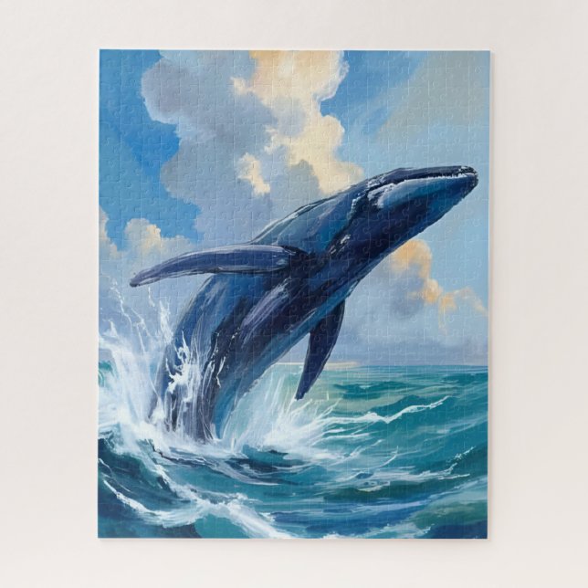 Blue Whale Ocean Animal Painting Puzzle (Vertikal)