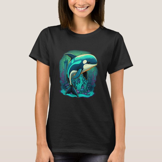 Blue Whale Ocean Scene Show Your Support for Conse T-Shirt (Vorderseite)